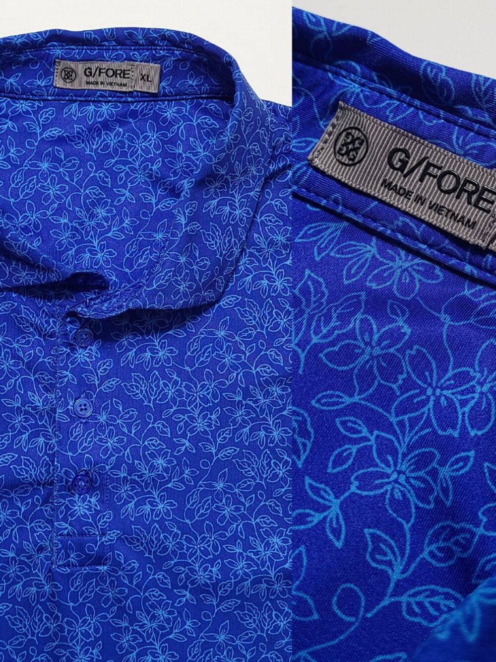 G/Fore Polo Shirt Men's XL Blue Ditsy Floral Tech Jersey Golf Polo